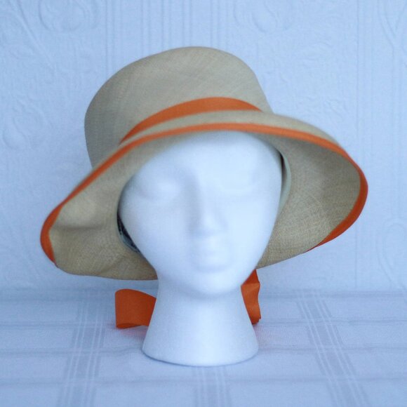 Marshall fields Betmar Retro straw hat with orange ruban - Picture 1 of 6